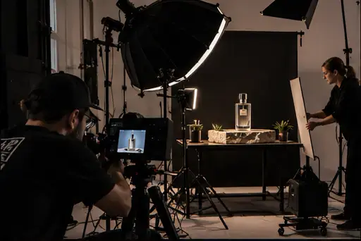 Bastidores de um ensaio fotográfico em estúdio