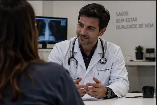 Médico atendendo paciente no consultório
